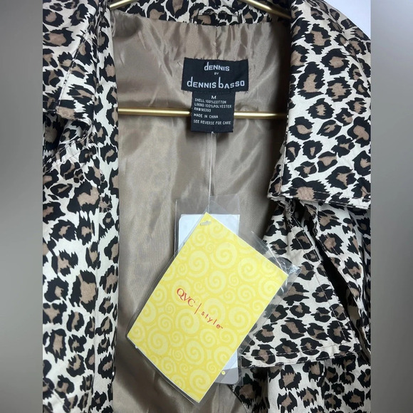 NWT Dennis Basso Animal Print Leopard Trench Coat Brown M - Picture 3 of 10